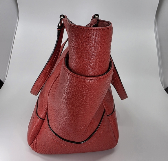 Coach Park Carrie Tote Cranberry Red Orange Pebbled Leather F23284 π - Picture 3 of 11